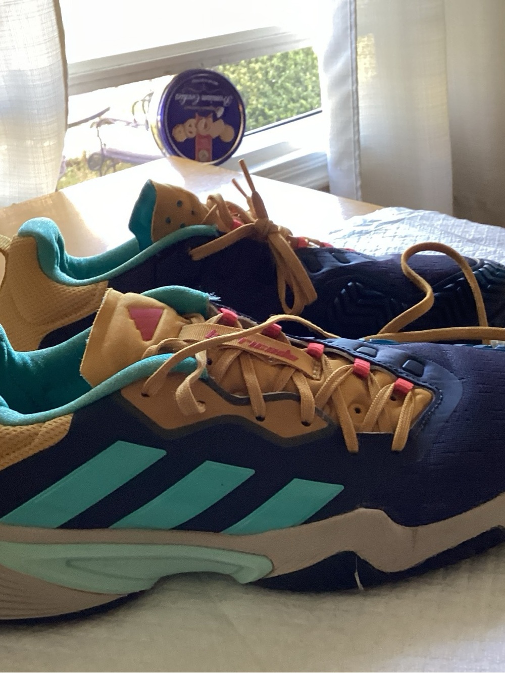 adidas Kids Navy, Teal and Tan Athletic Sneakers